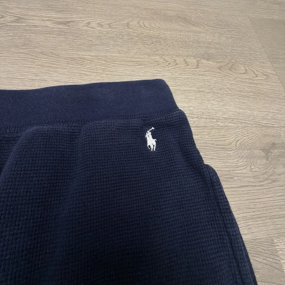 Polo Ralph Lauren Lounge Pants Mens 2XL Blue Waffle Knit Cotton Drawstring Logo
